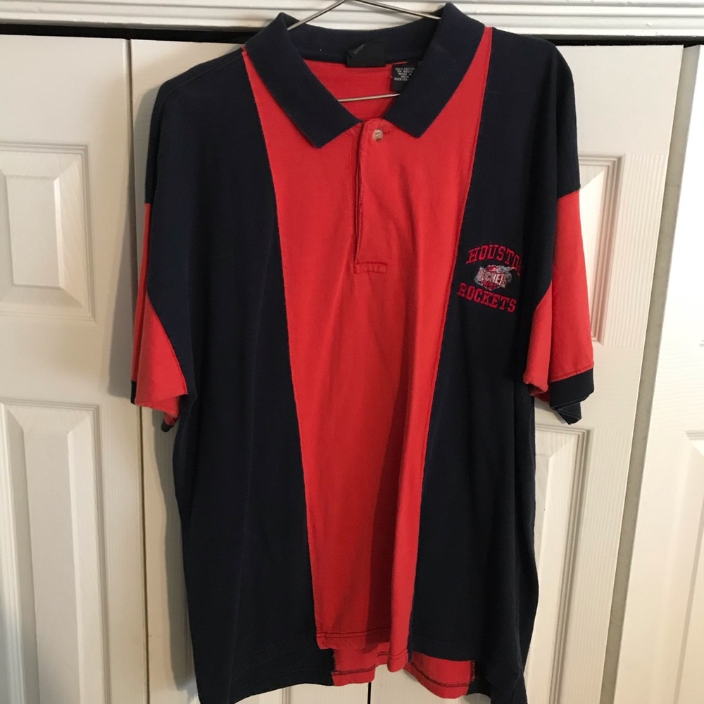 Houston Rockets Vintage Red and Navy Polo Shirt
